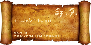 Sztahó Fanni névjegykártya